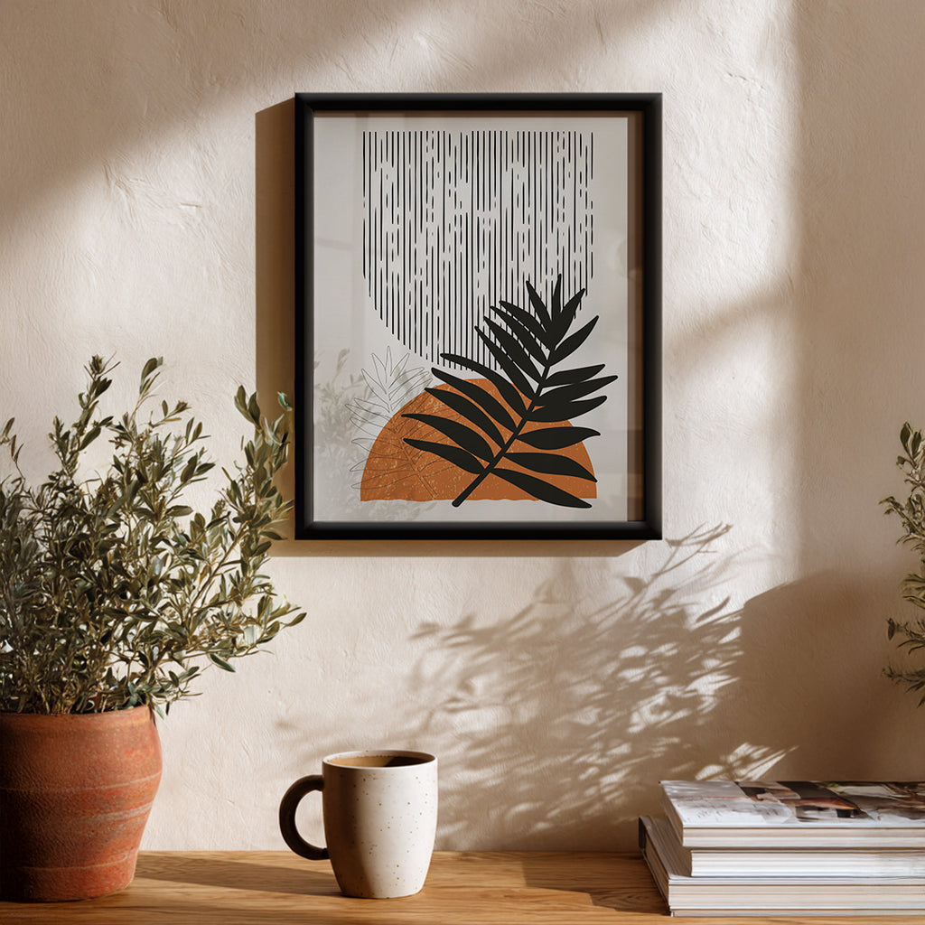 Elegant Leaf Contrast Abstract Art Wall (AB34)