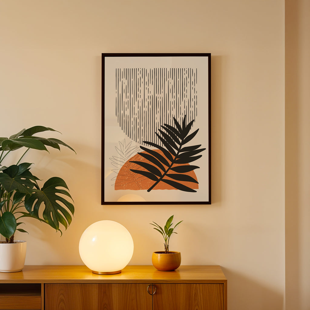 Elegant Leaf Contrast Abstract Art Wall (AB34)