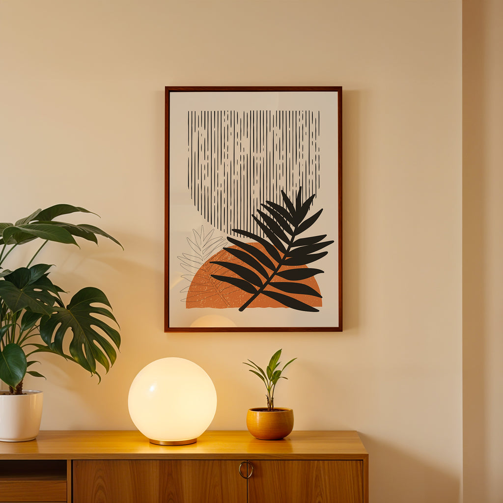 Elegant Leaf Contrast Abstract Art Wall (AB34)