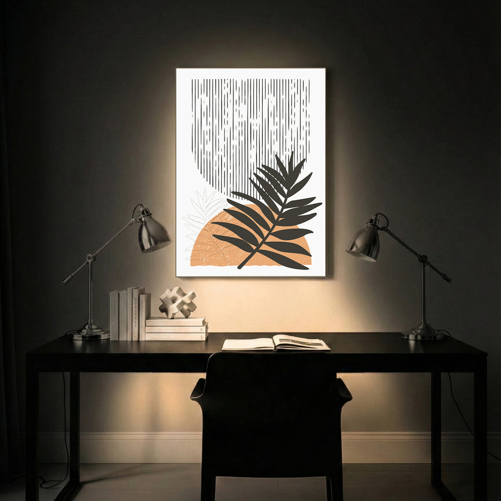 Elegant Leaf Contrast Abstract Art Wall (AB34)