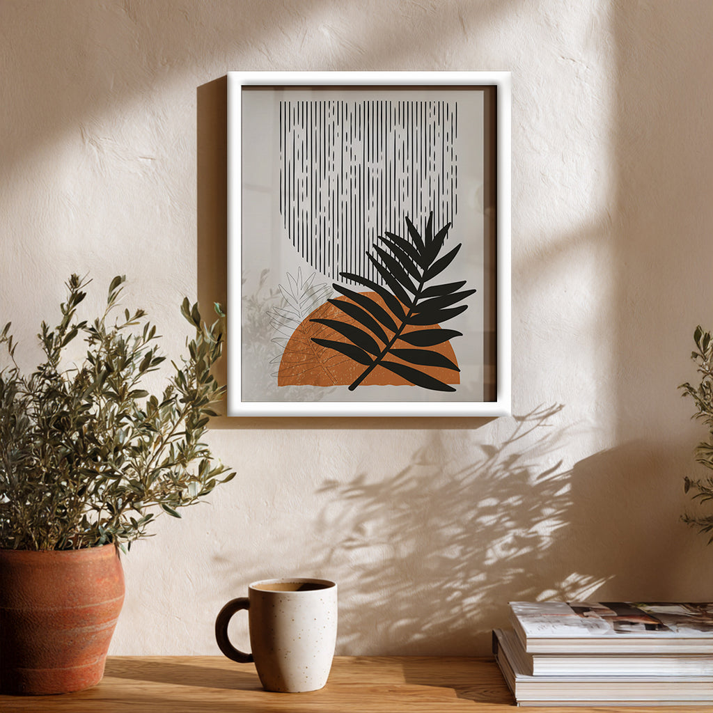 Elegant Leaf Contrast Abstract Art Wall (AB34)