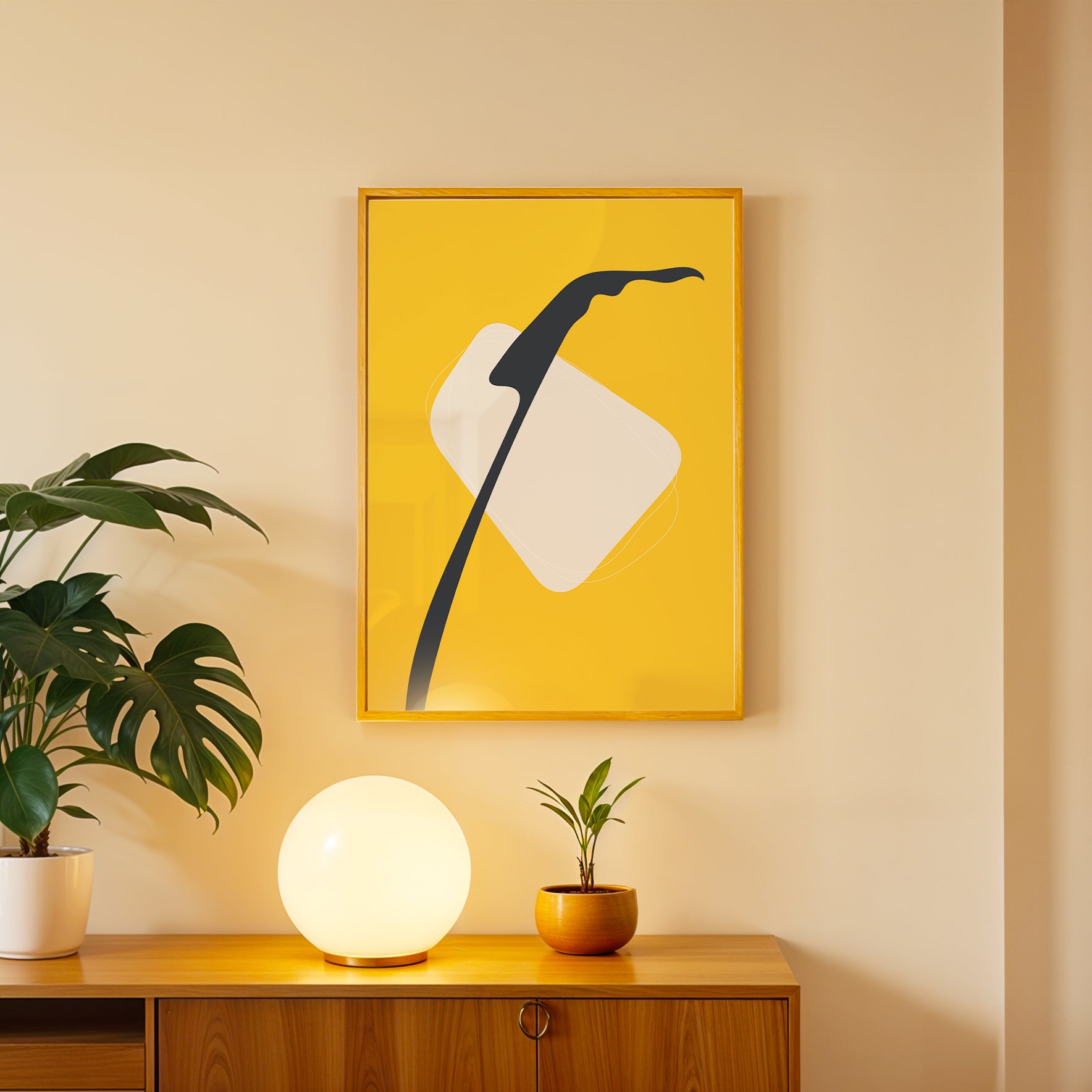 Clean Lines Yellow Abstract Wall Decor (AB38)