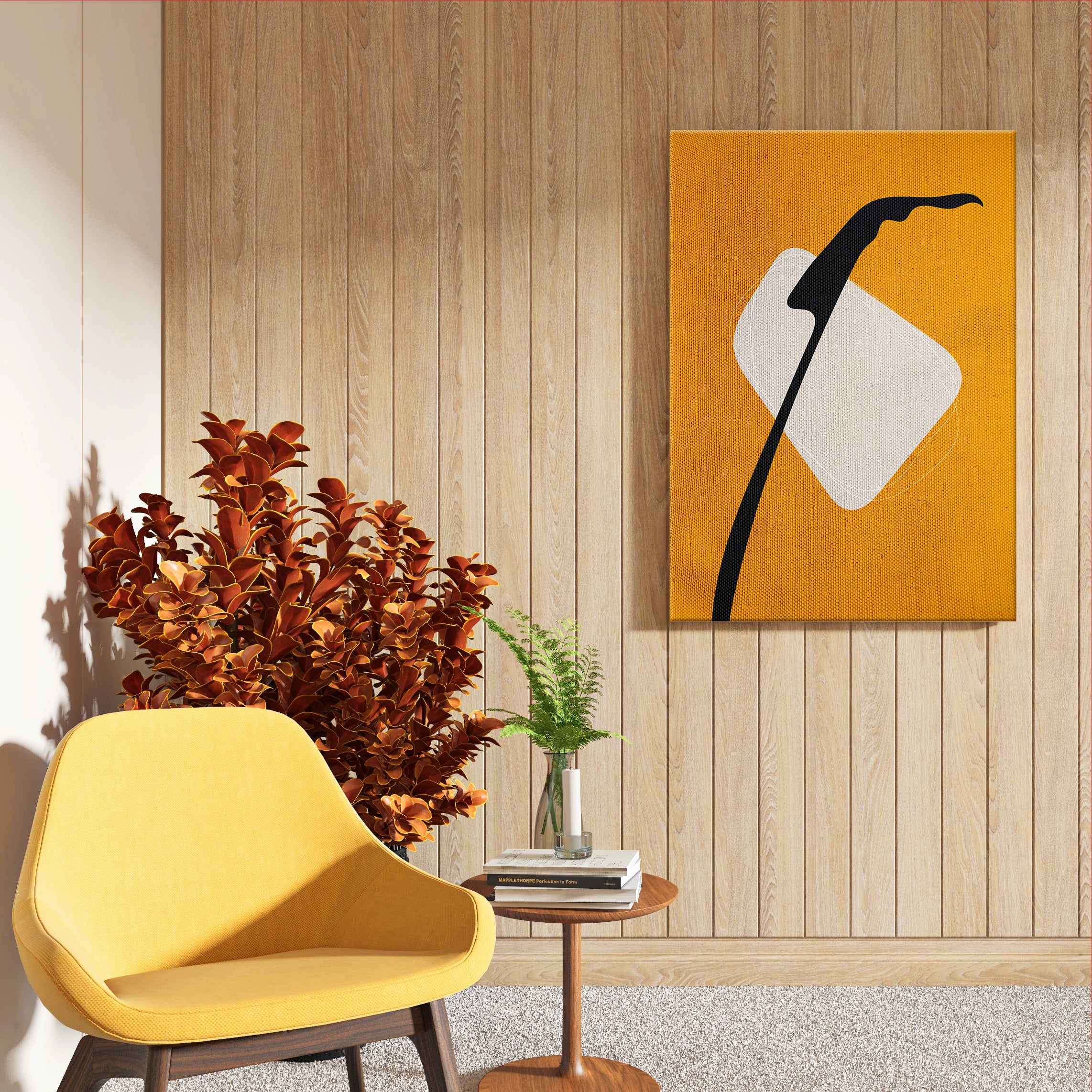 Clean Lines Yellow Abstract Wall Decor (AB38)