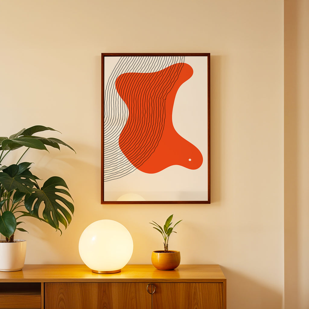 Bold Red Abstract Wall Art (AB43)