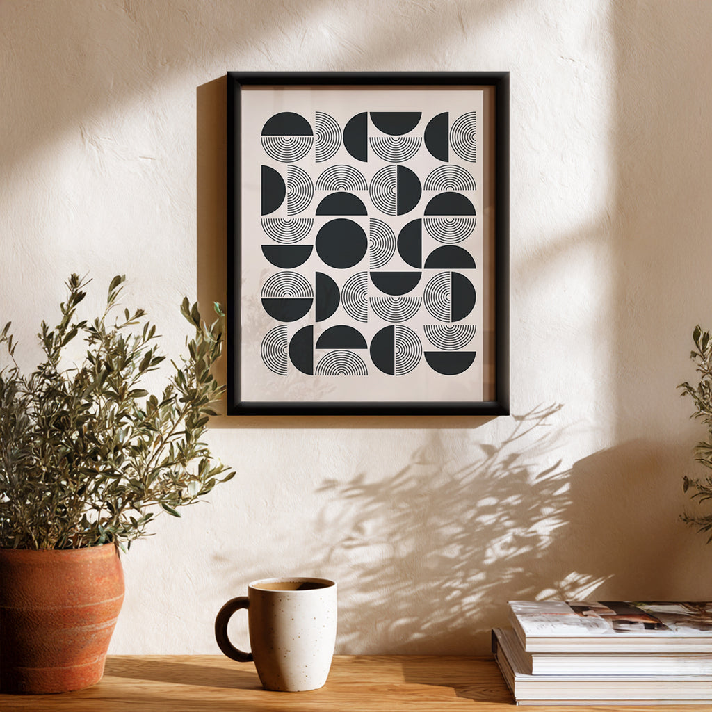 Black & White Shapes Abstract Wall Art (AB45)