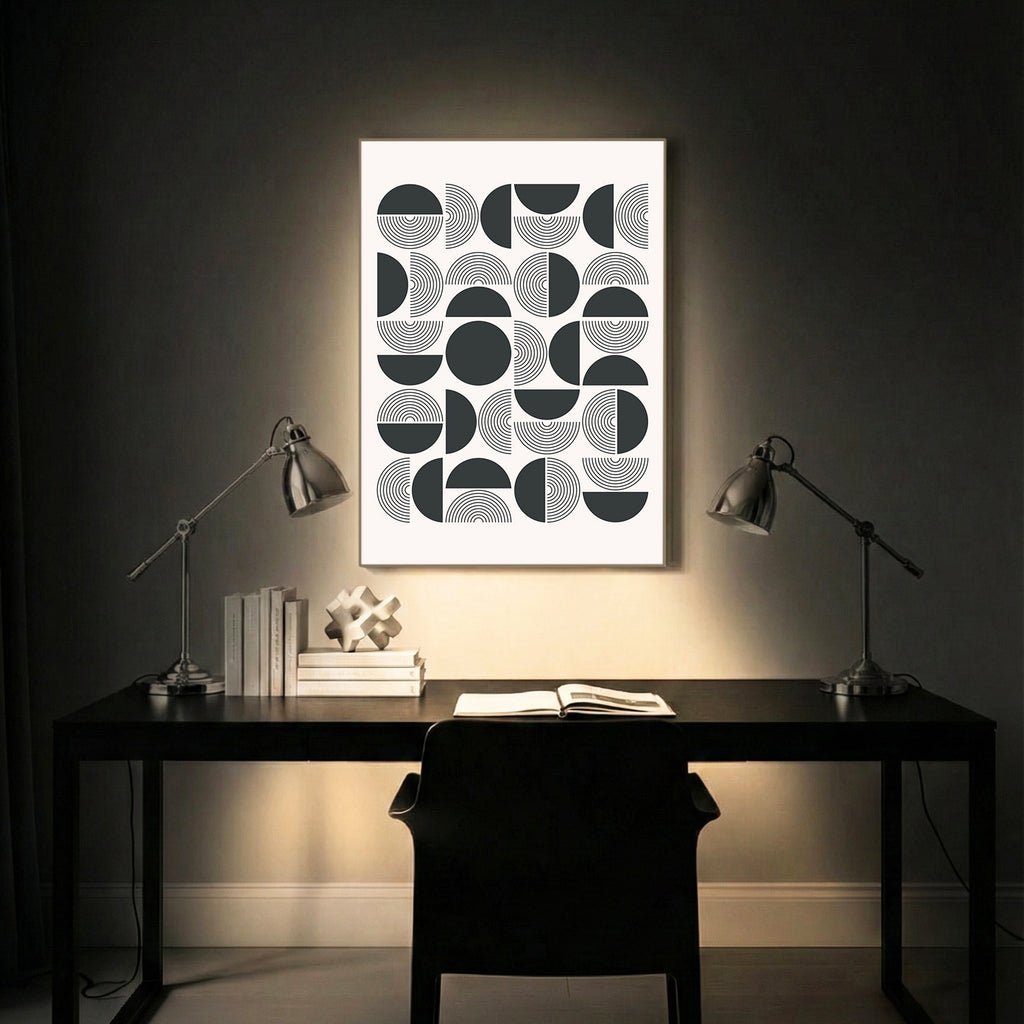 Black & White Shapes Abstract Wall Art (AB45)
