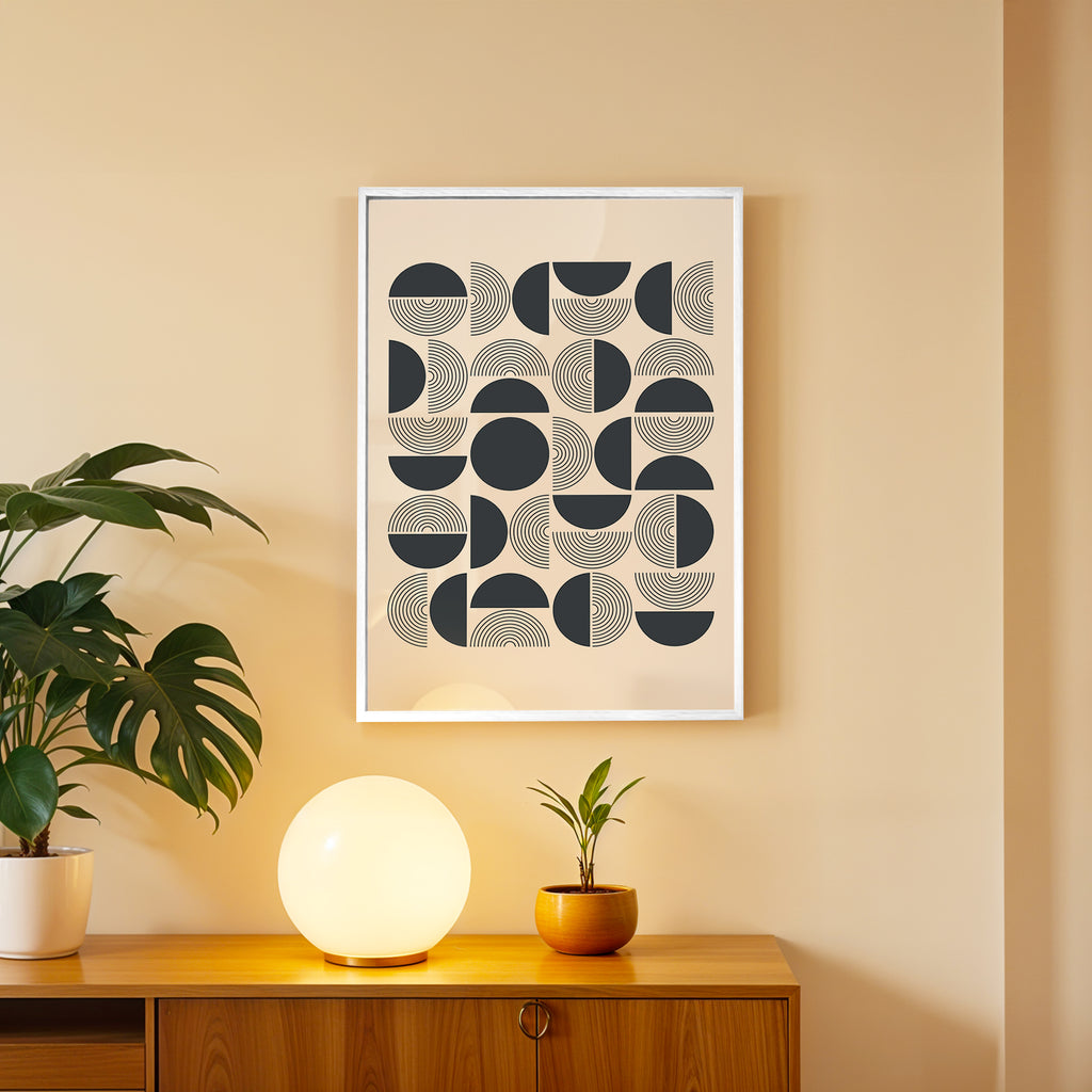 Black & White Shapes Abstract Wall Art (AB45)