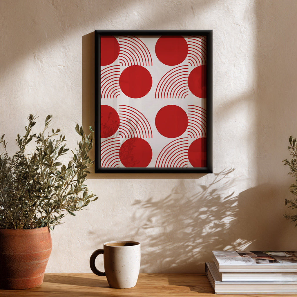 Vibrant Red Geometry Abstract Art Frame (AB78)
