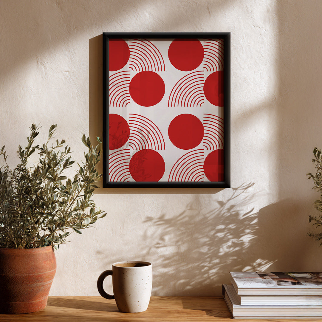 Vibrant Red Geometry Abstract Art Frame (AB78)