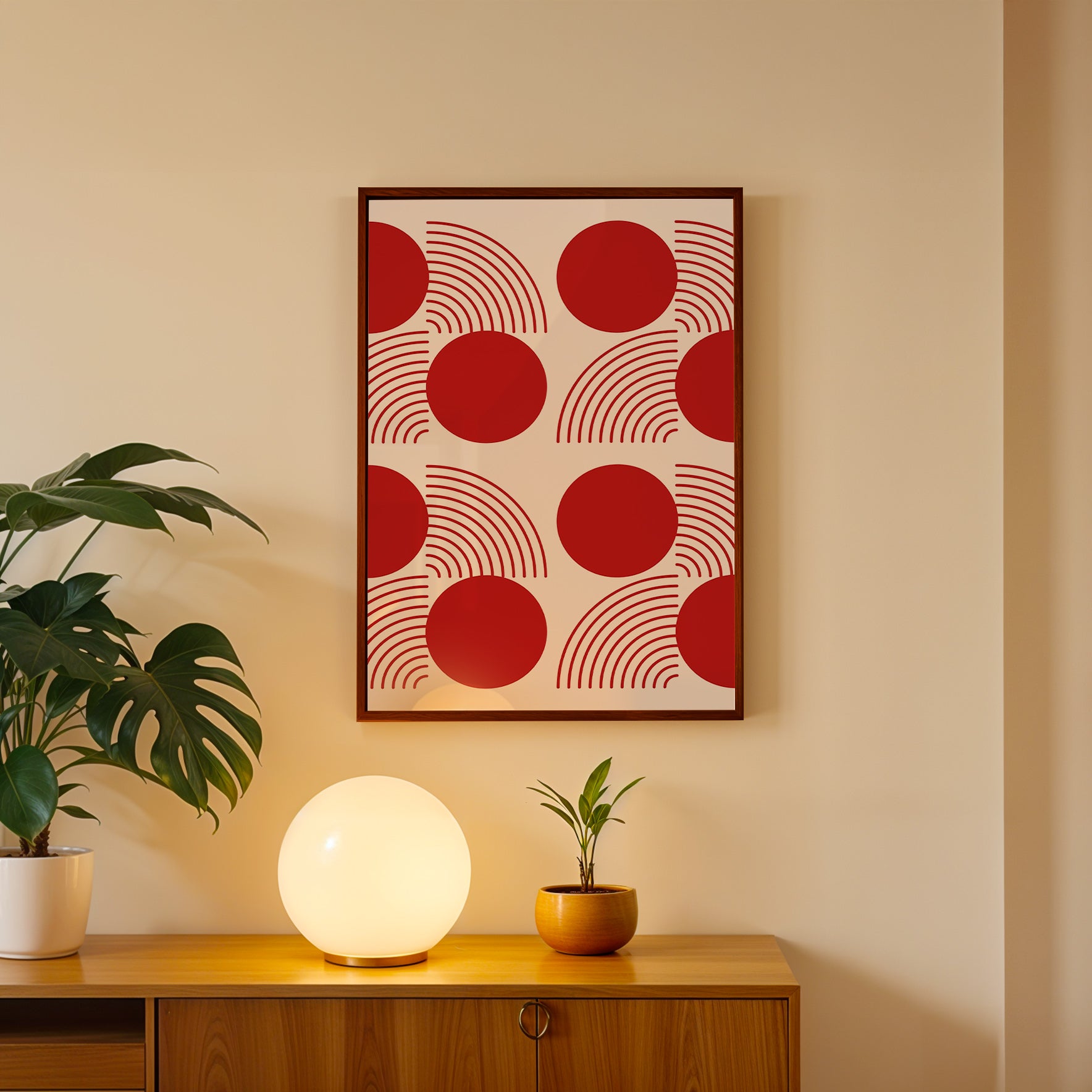 Vibrant Red Geometry Abstract Art Frame (AB78)