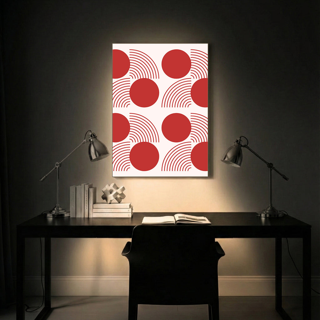 Vibrant Red Geometry Abstract Art Frame (AB78)
