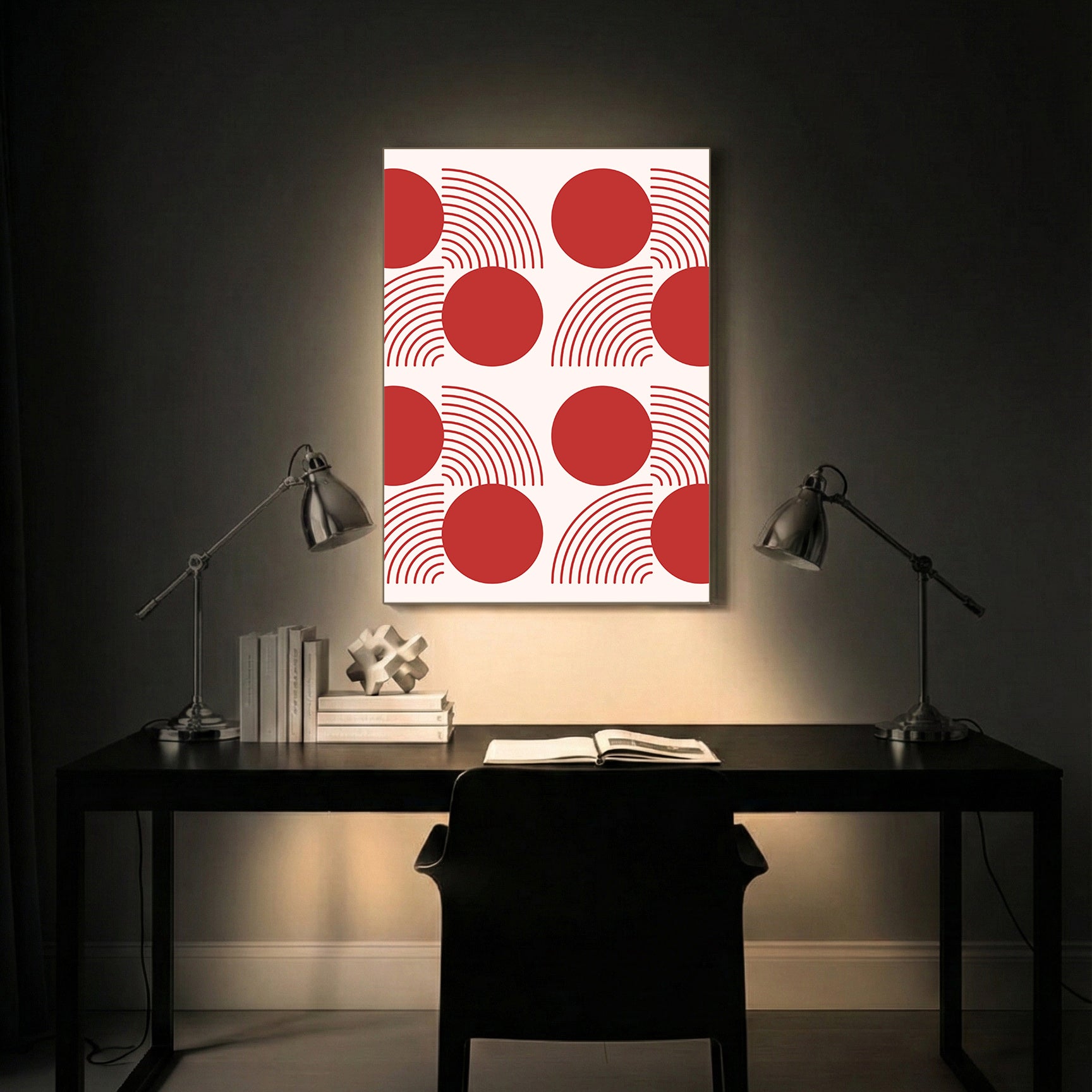 Vibrant Red Geometry Abstract Art Frame (AB78)