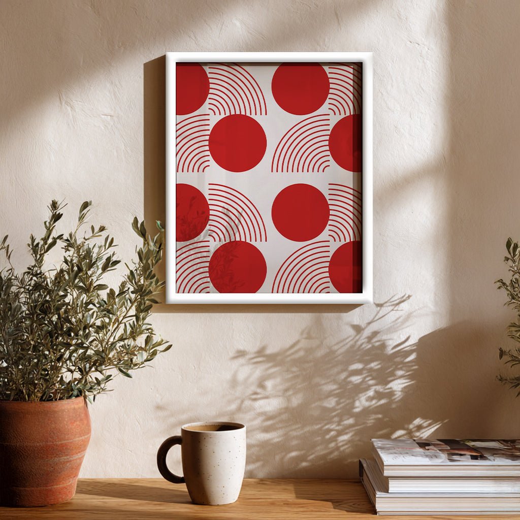 Vibrant Red Geometry Abstract Art Frame (AB78)