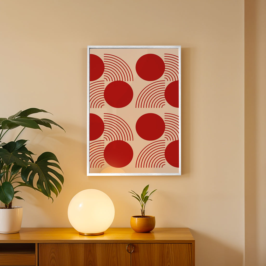 Vibrant Red Geometry Abstract Art Frame (AB78)