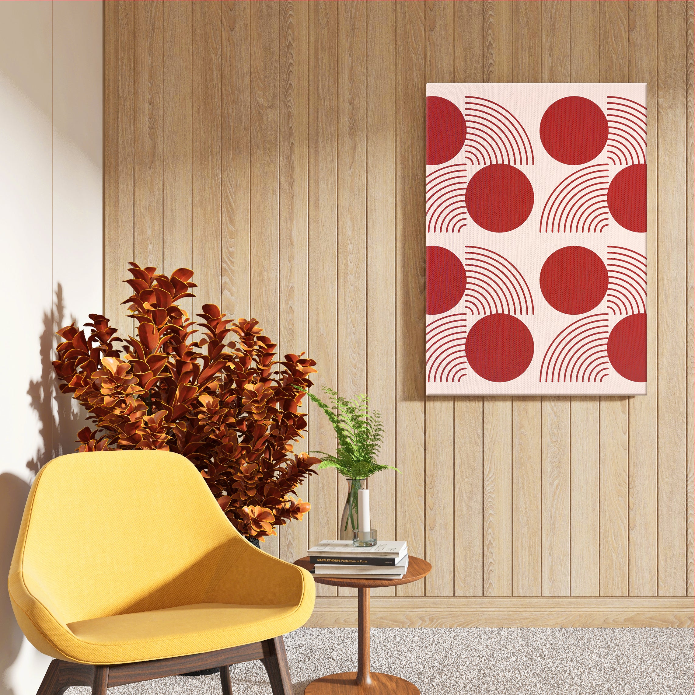 Vibrant Red Geometry Abstract Art Frame (AB78)