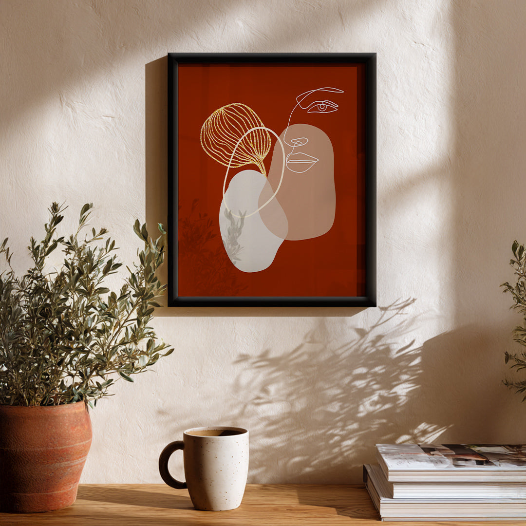 Soft Contrast in Red Abstract Art Wall (AB87)