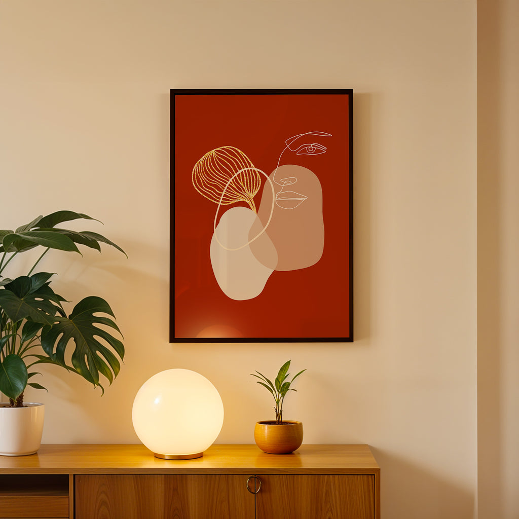 Soft Contrast in Red Abstract Art Wall (AB87)