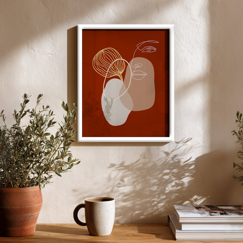 Soft Contrast in Red Abstract Art Wall (AB87)