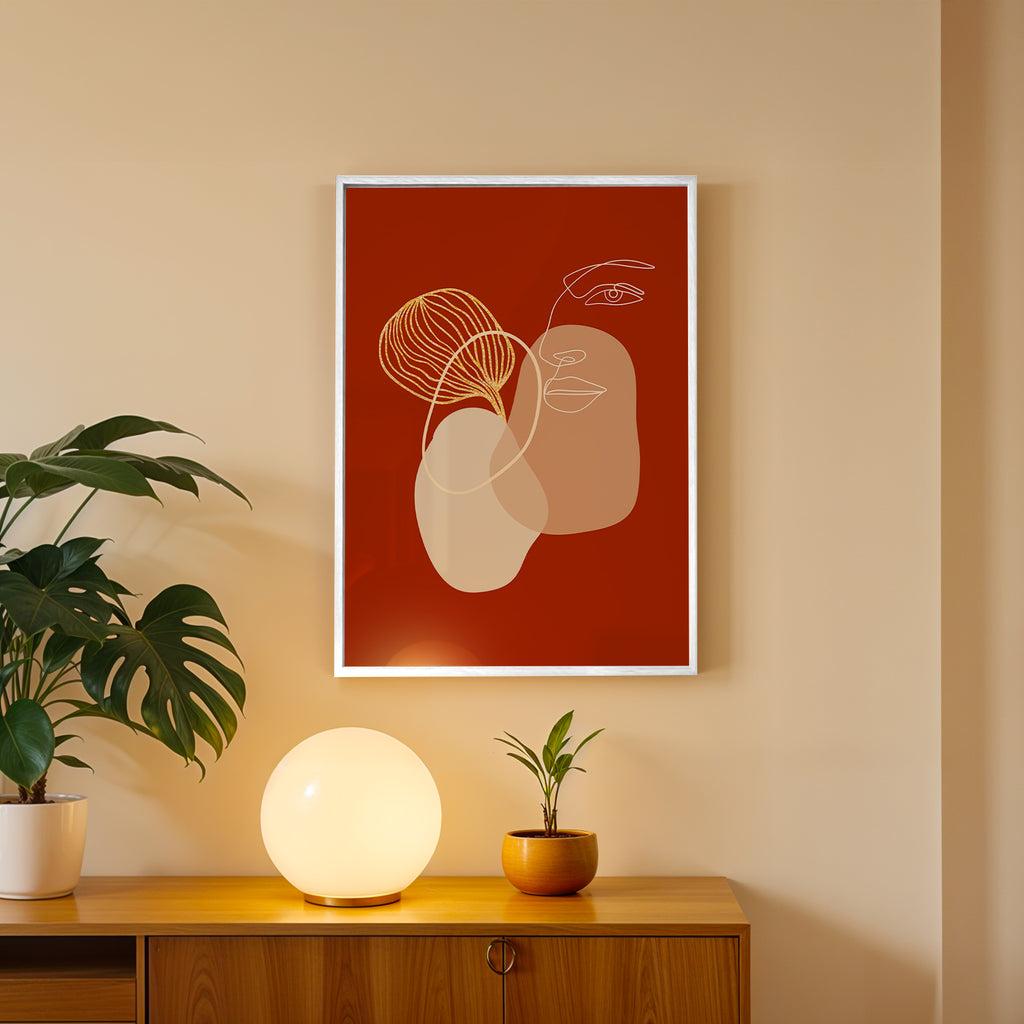 Soft Contrast in Red Abstract Art Wall (AB87)