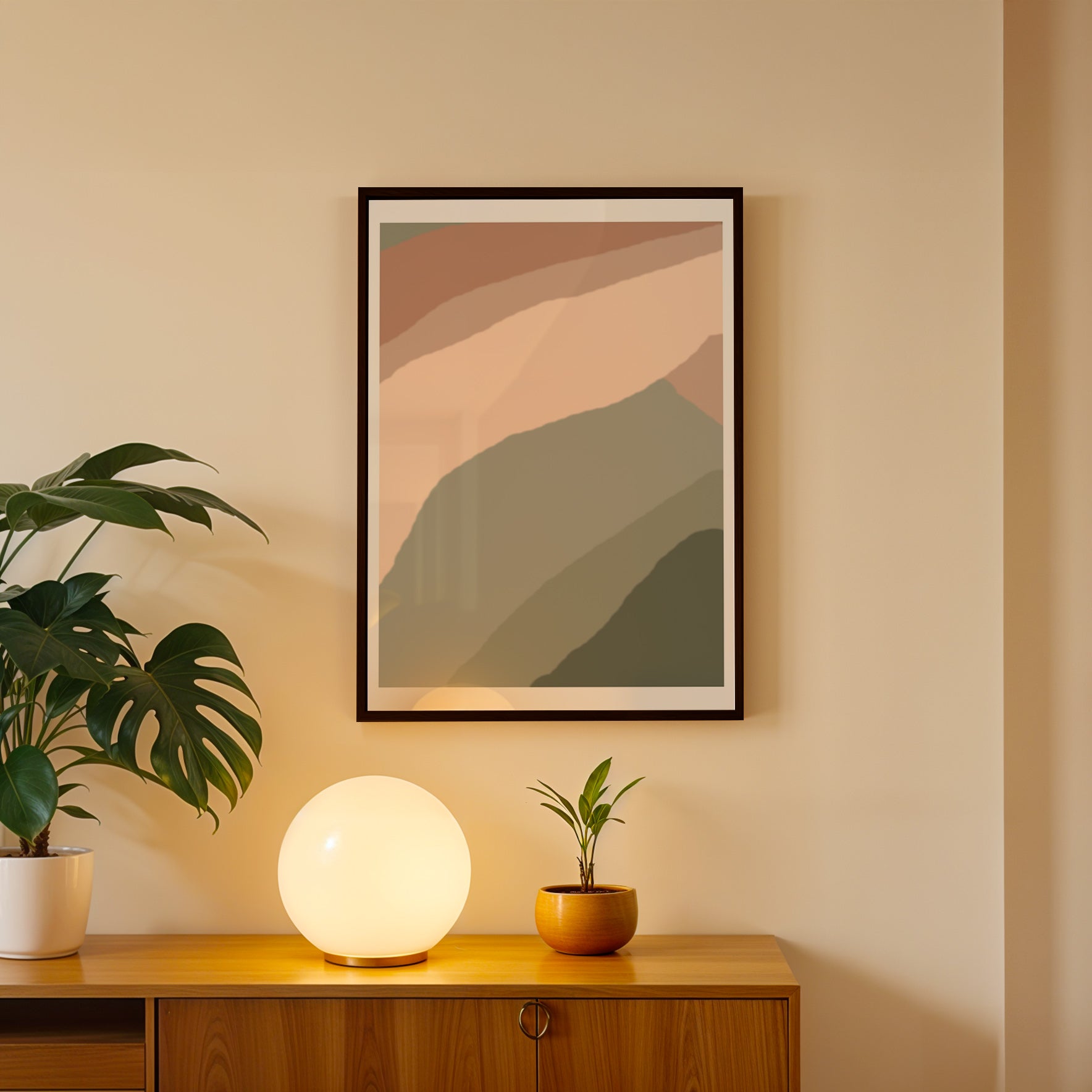 Mid Century Landscape Calm Abstract Wall Art (AB99)