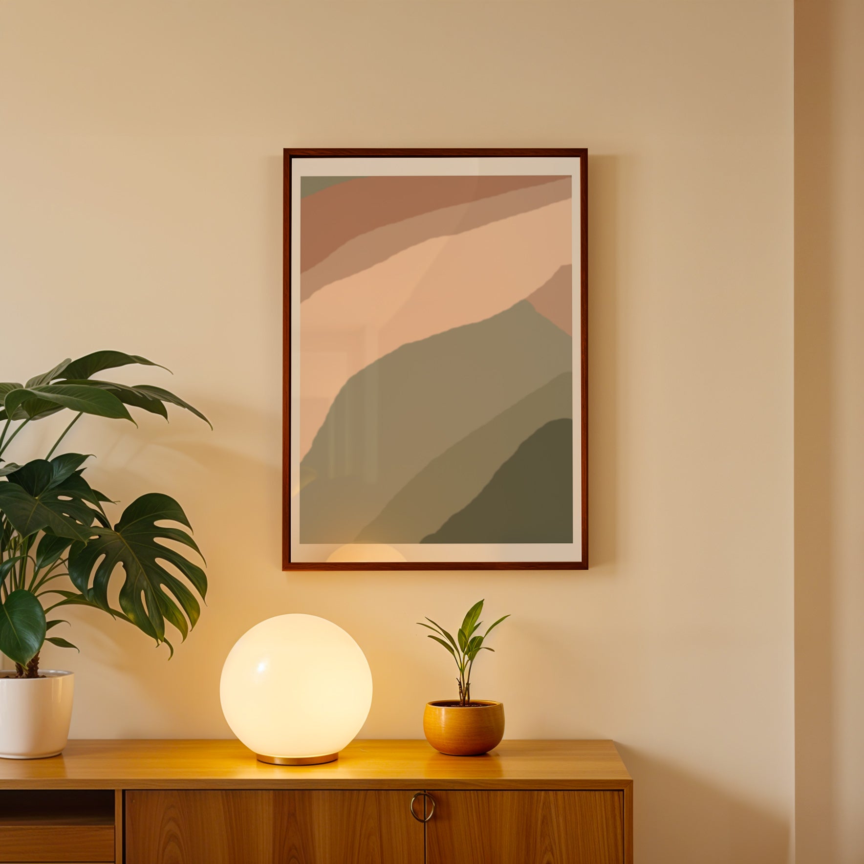 Mid Century Landscape Calm Abstract Wall Art (AB99)