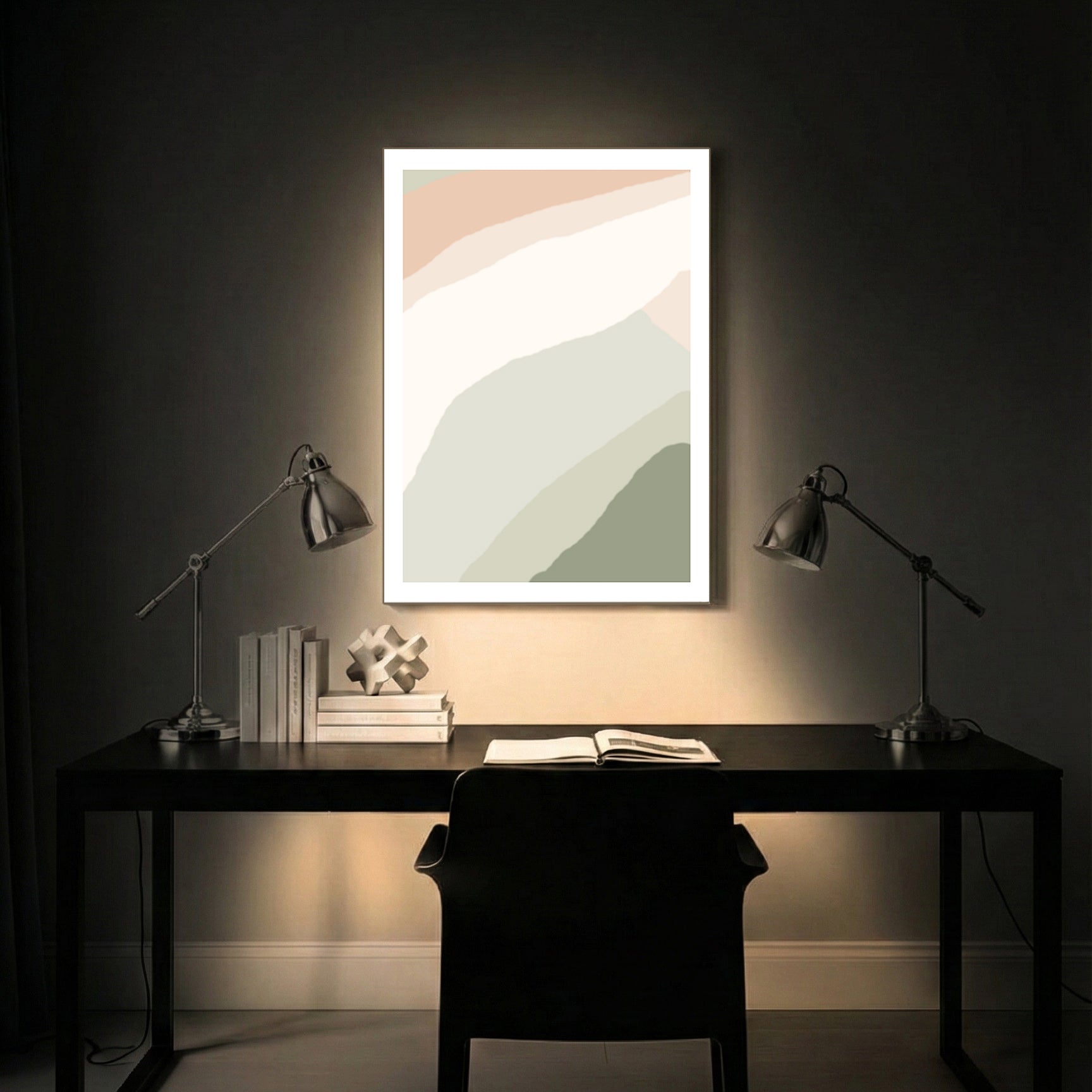 Mid Century Landscape Calm Abstract Wall Art (AB99)