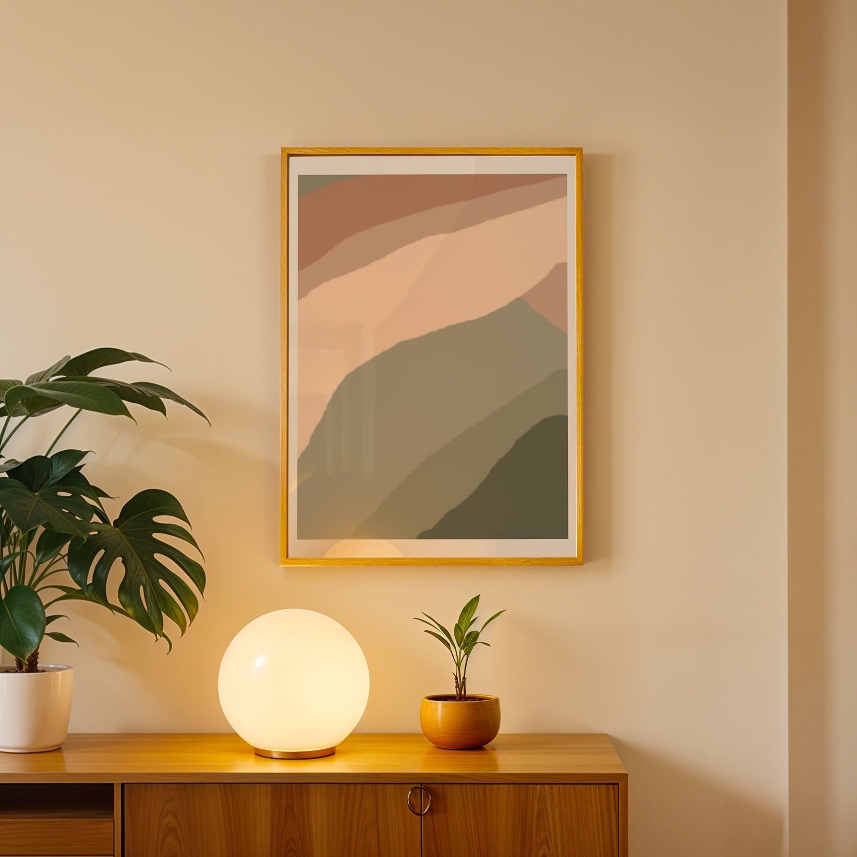 Mid Century Landscape Calm Abstract Wall Art (AB99)