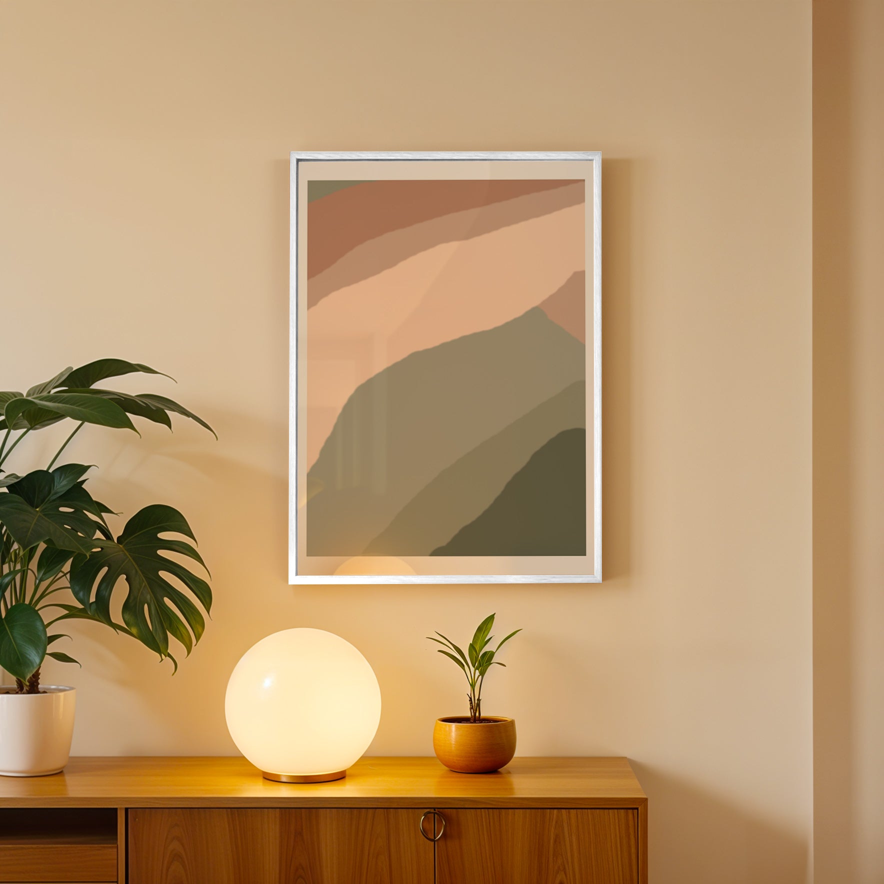Mid Century Landscape Calm Abstract Wall Art (AB99)