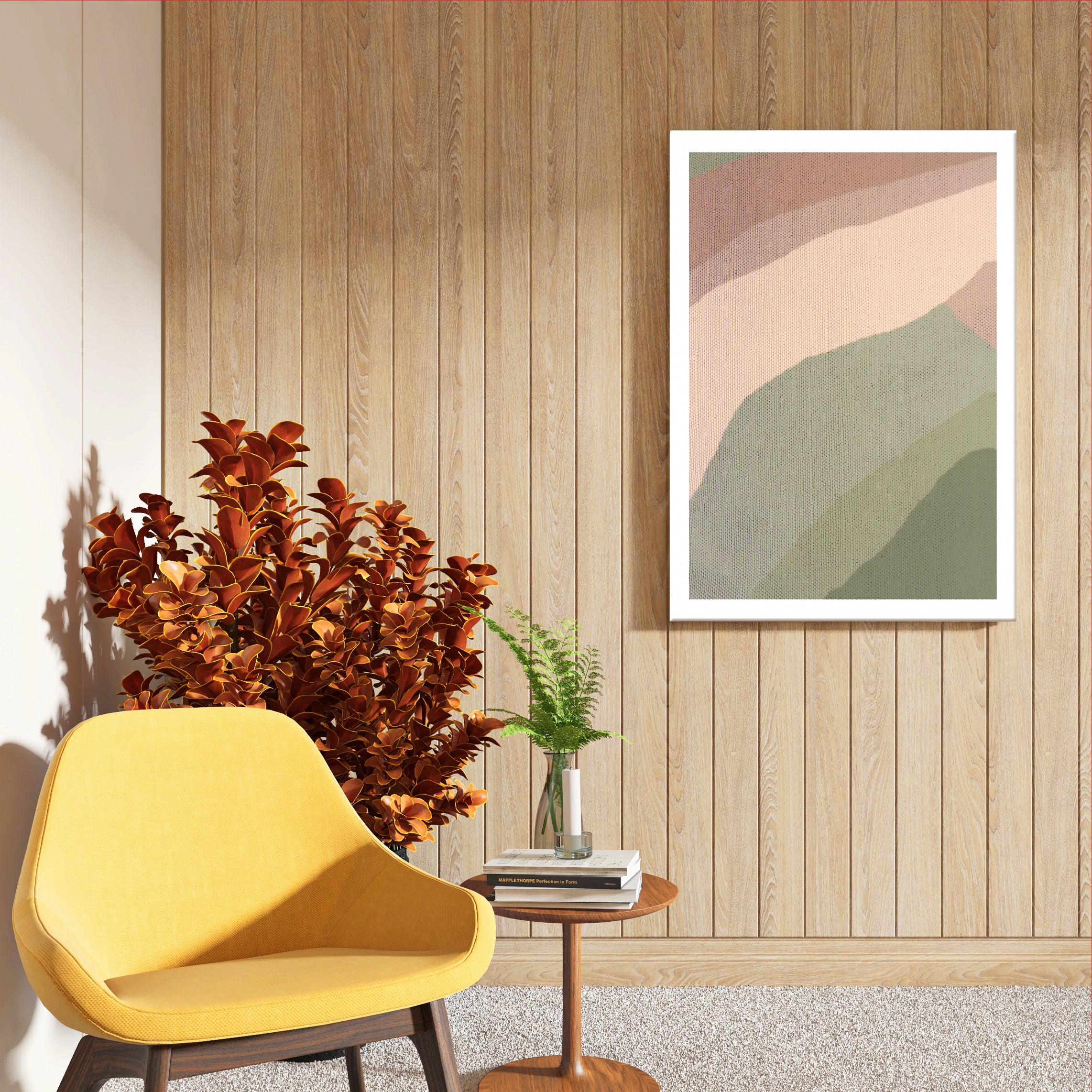Mid Century Landscape Calm Abstract Wall Art (AB99)