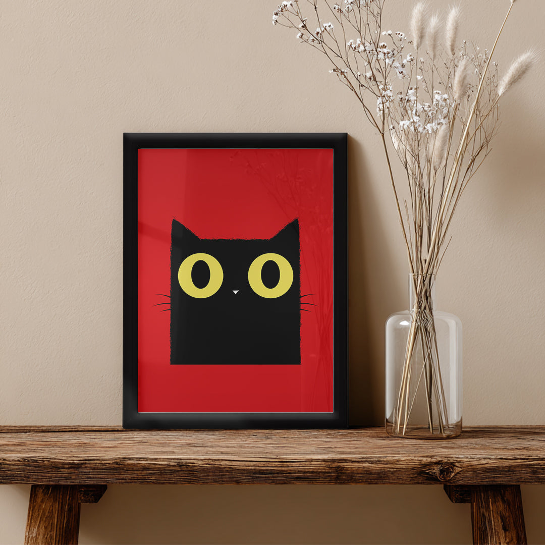 Cat – Bold Red Minimal Wall Art (AN10)