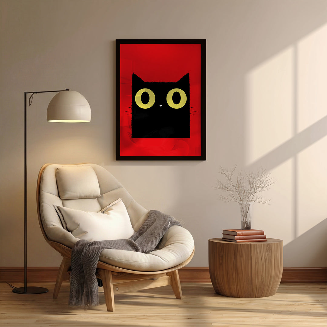 Cat – Bold Red Minimal Wall Art (AN10)