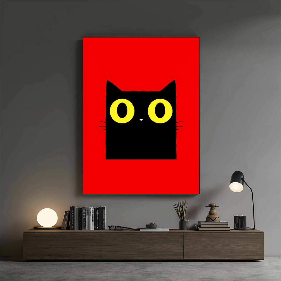 Cat – Bold Red Minimal Wall Art (AN10)