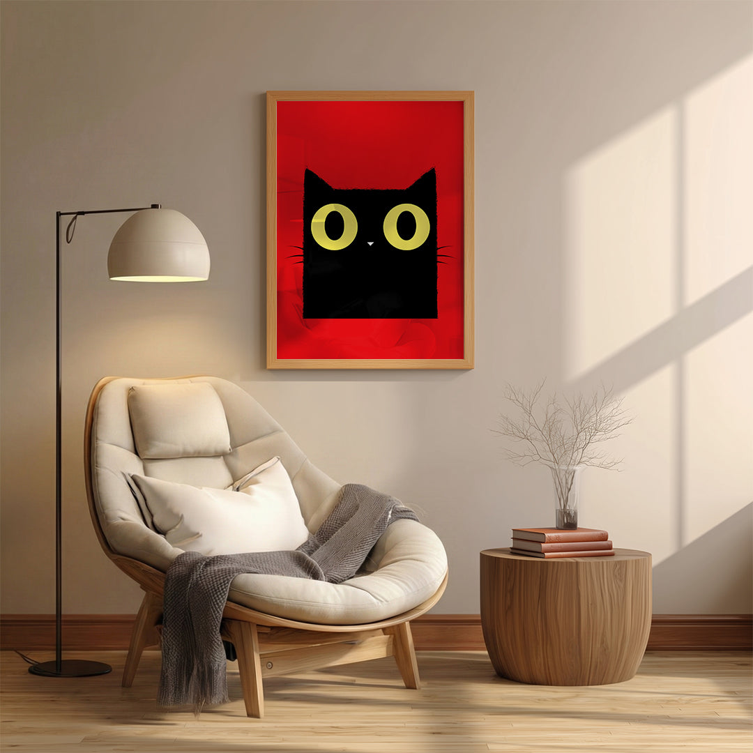 Cat – Bold Red Minimal Wall Art (AN10)