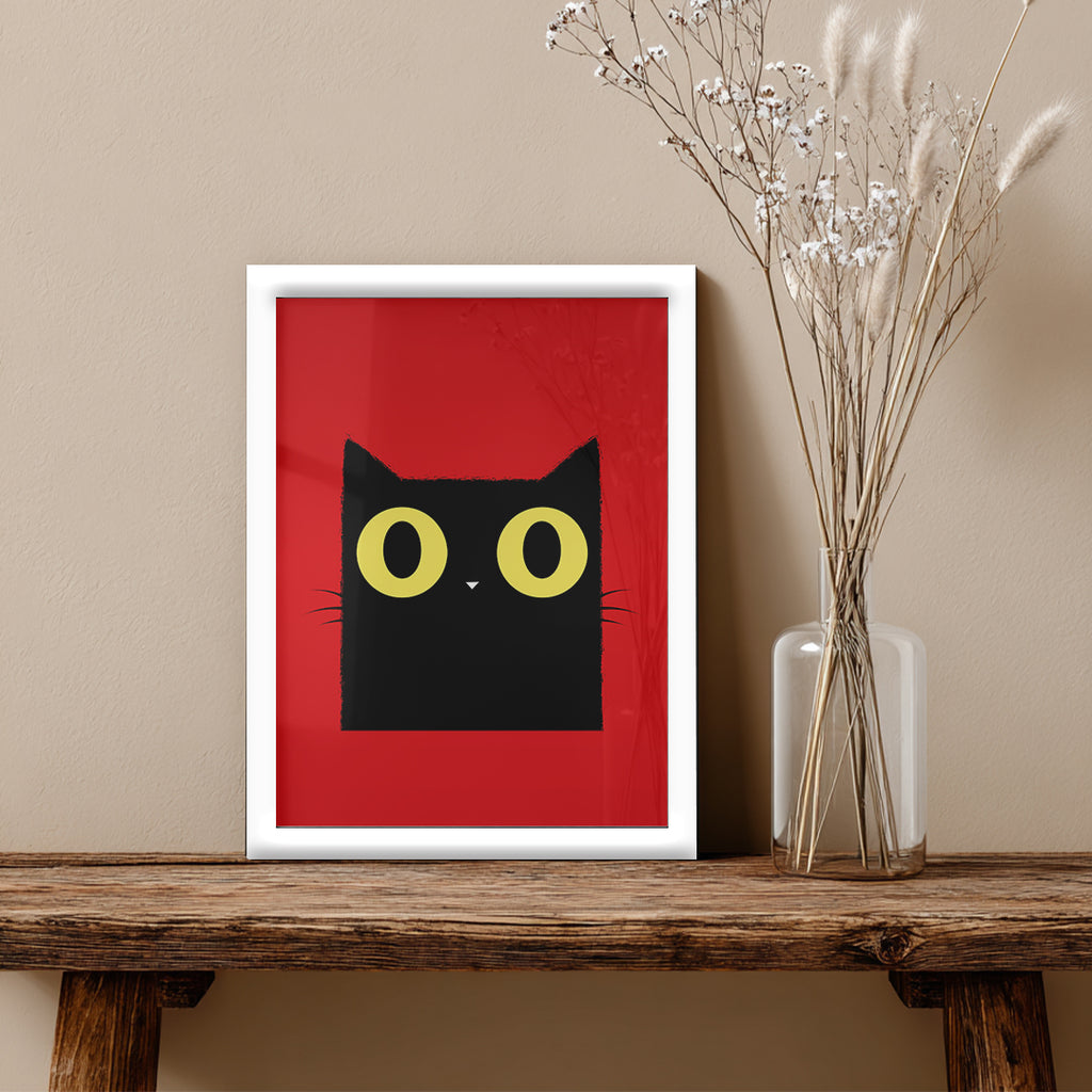 Cat – Bold Red Minimal Wall Art (AN10)