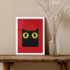 Cat – Bold Red Minimal Wall Art (AN10)