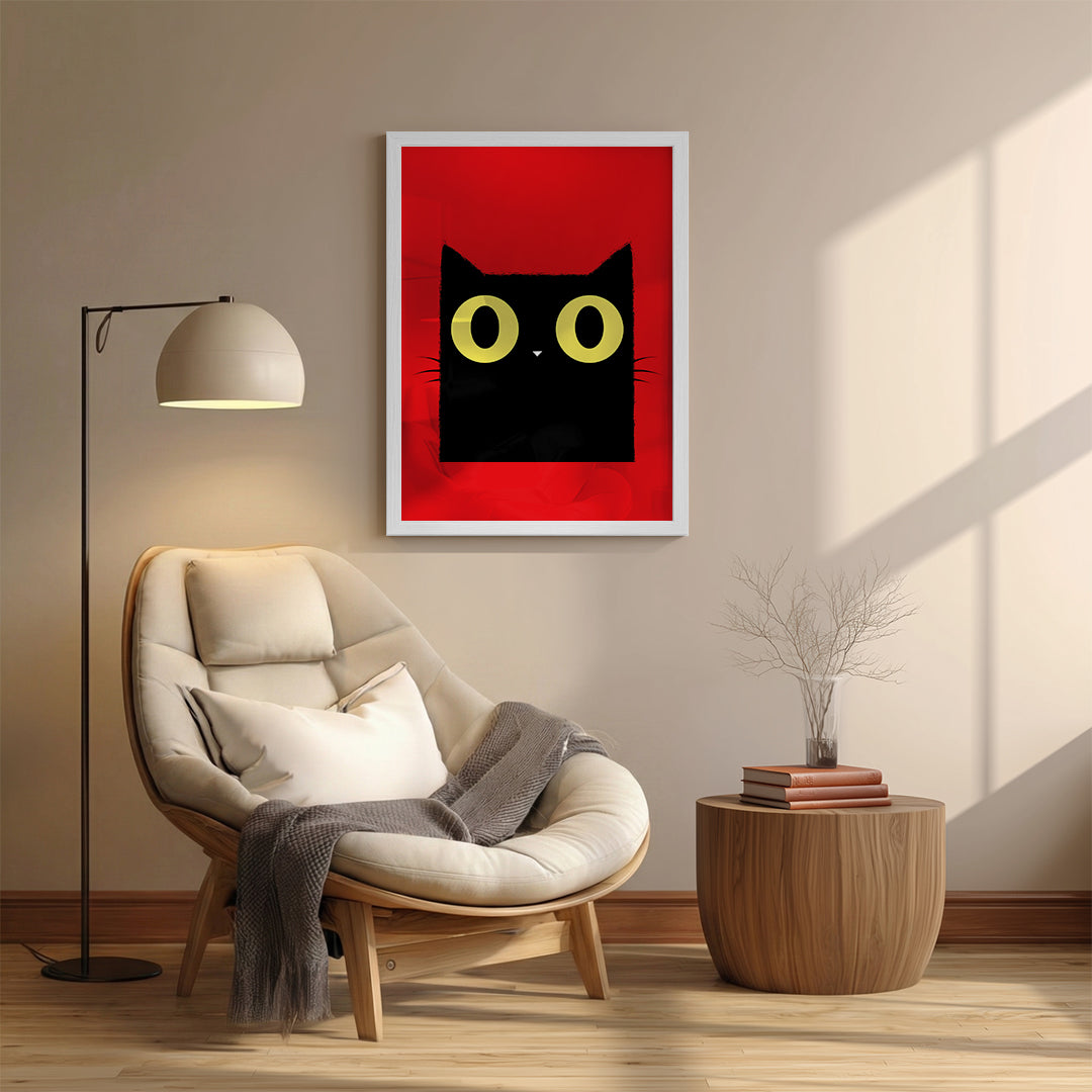 Cat – Bold Red Minimal Wall Art (AN10)