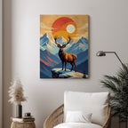 Deer – Majestic Mountain Sunset Wall Art (AN11)