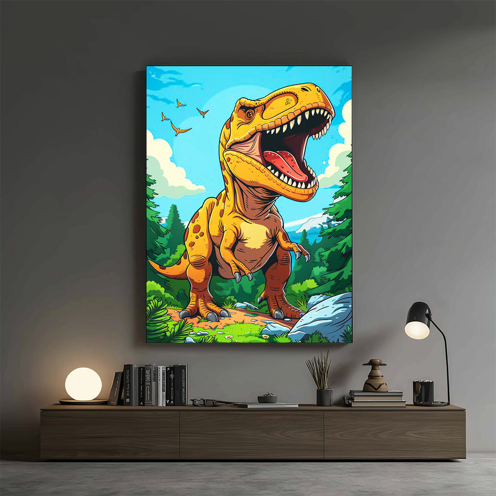 Dinosaur – Fun Cartoon Artistic Wall Art (AN13)