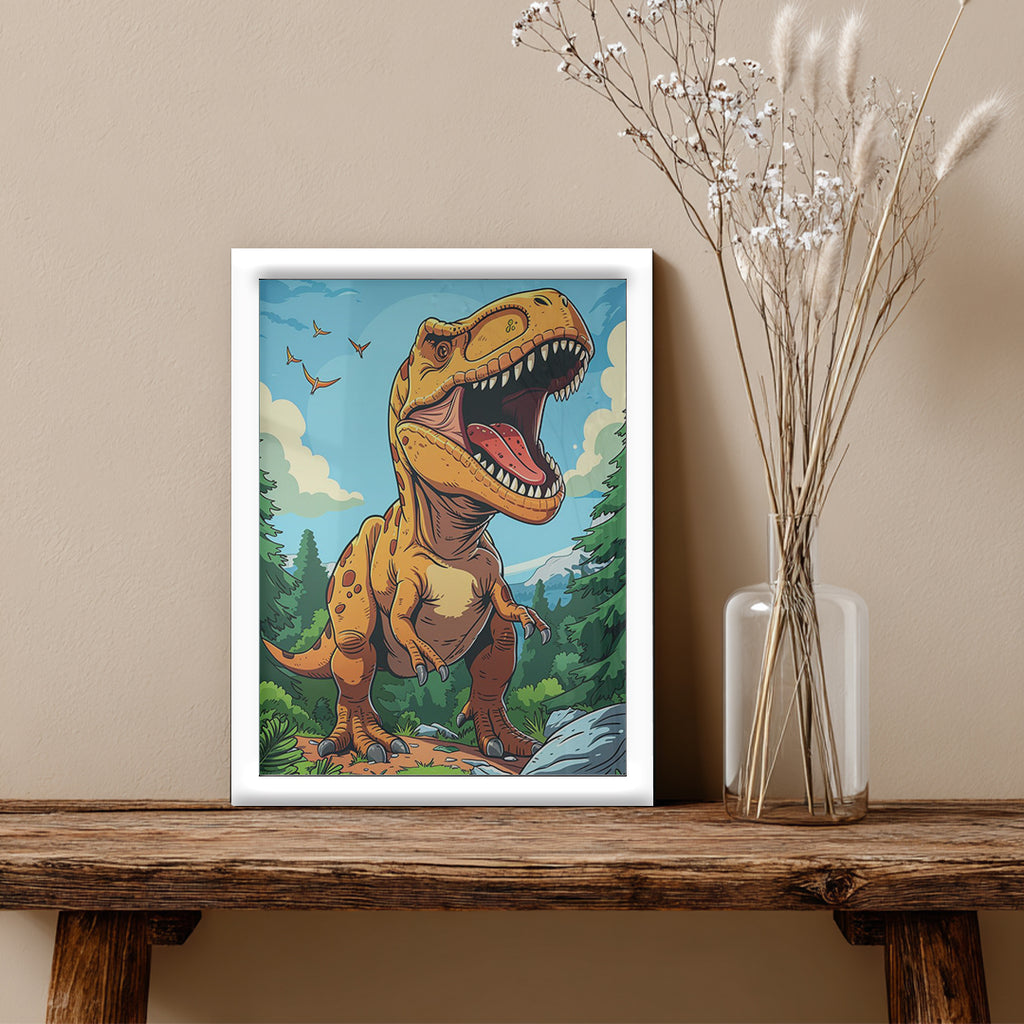 Dinosaur – Fun Cartoon Artistic Wall Art (AN13)