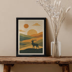 Deer – Minimal Sunset Landscape Wall Art (AN18)