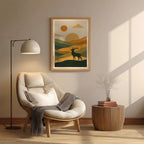Deer – Minimal Sunset Landscape Wall Art (AN18)