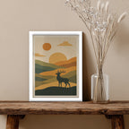 Deer – Minimal Sunset Landscape Wall Art (AN18)