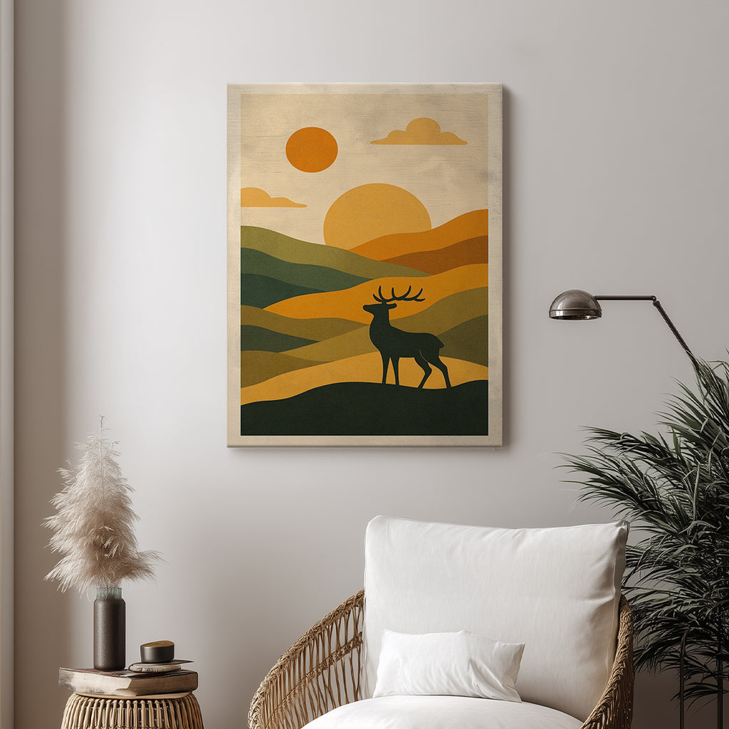 Deer – Minimal Sunset Landscape Wall Art (AN18)