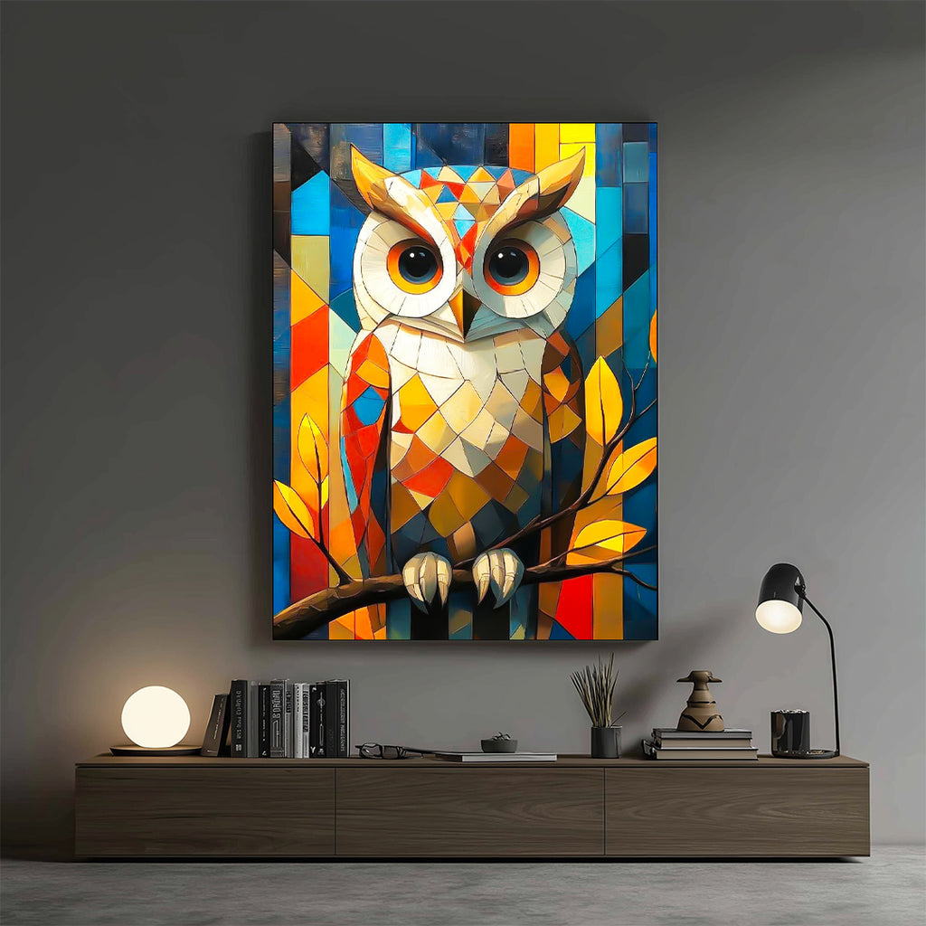 Owl – Colorful Geometric Artistic Wall Art (AN2)