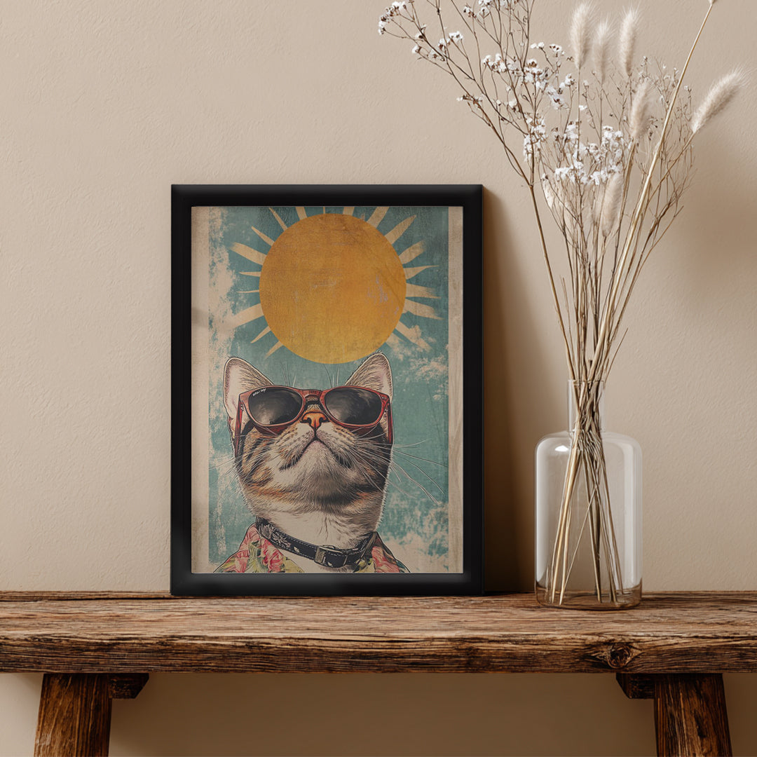 Cat – Retro Sun Artistic Wall Art (AN22)