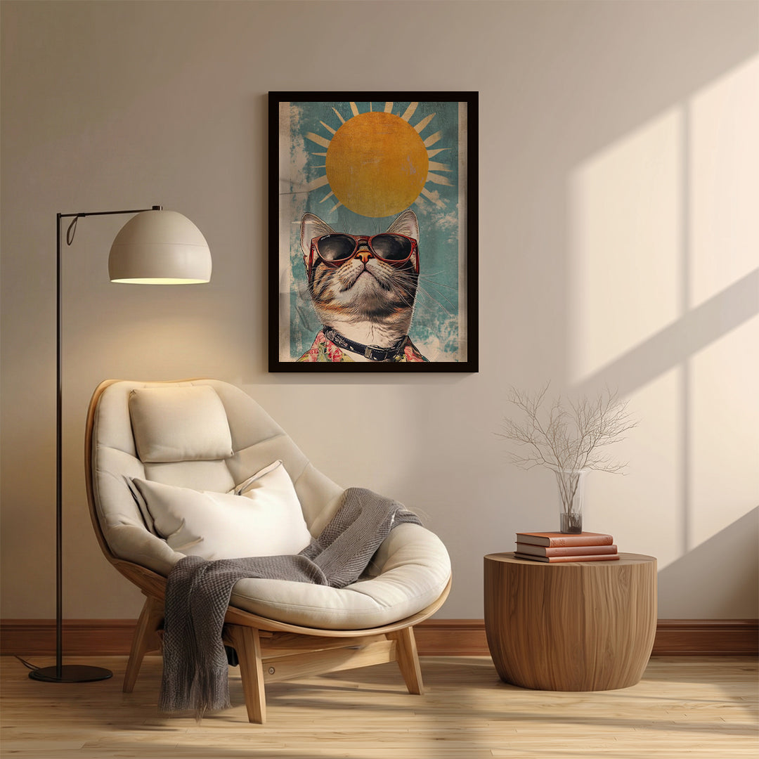 Cat – Retro Sun Artistic Wall Art (AN22)