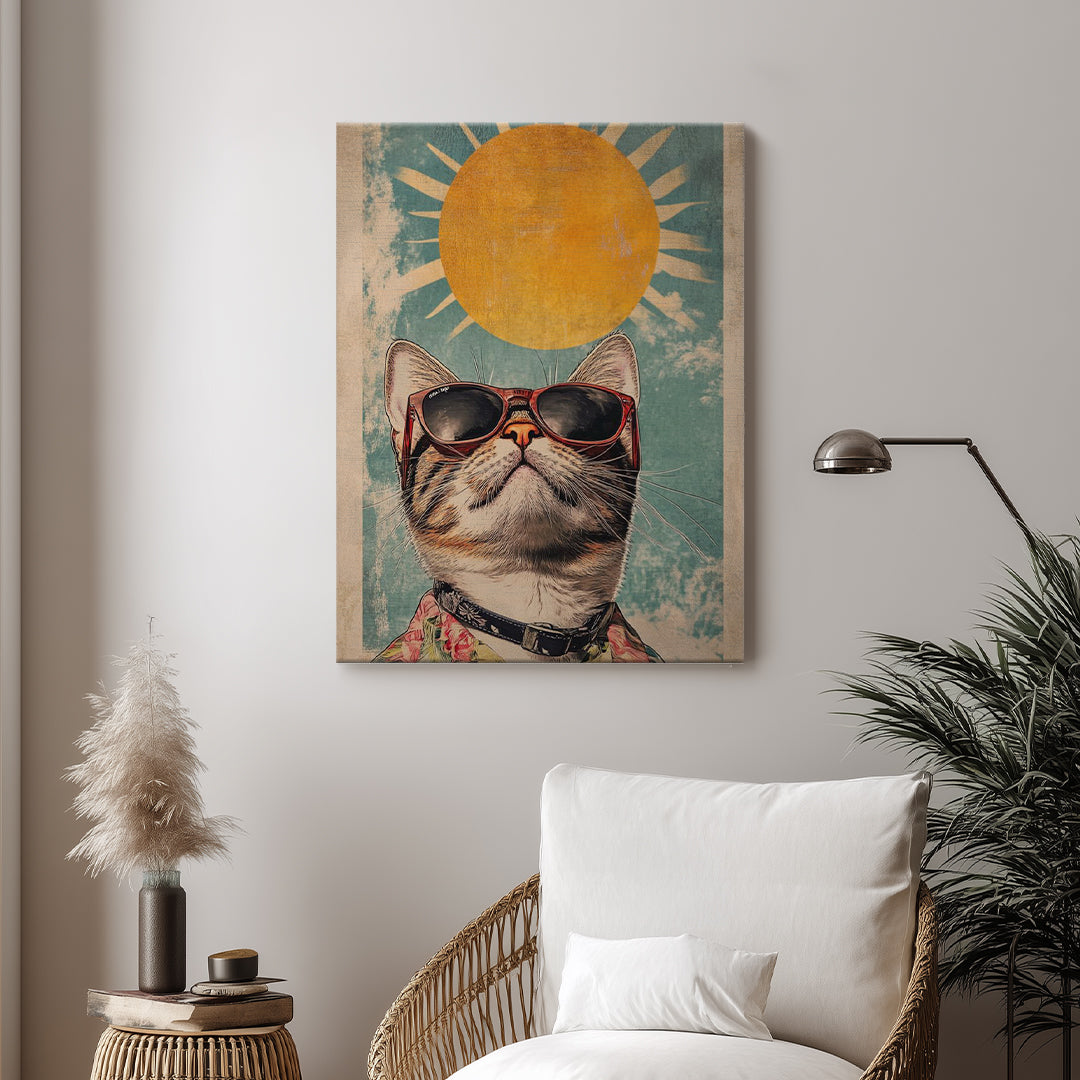 Cat – Retro Sun Artistic Wall Art (AN22)