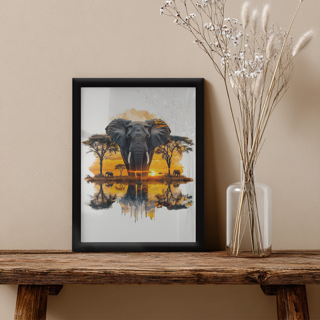 Elephant – African Sunset Artistic Wall Art (AN23)