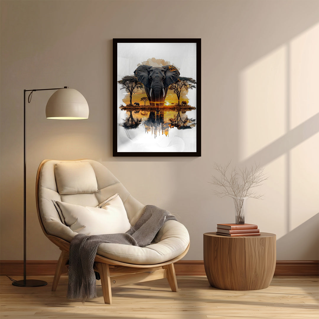 Elephant – African Sunset Artistic Wall Art (AN23)
