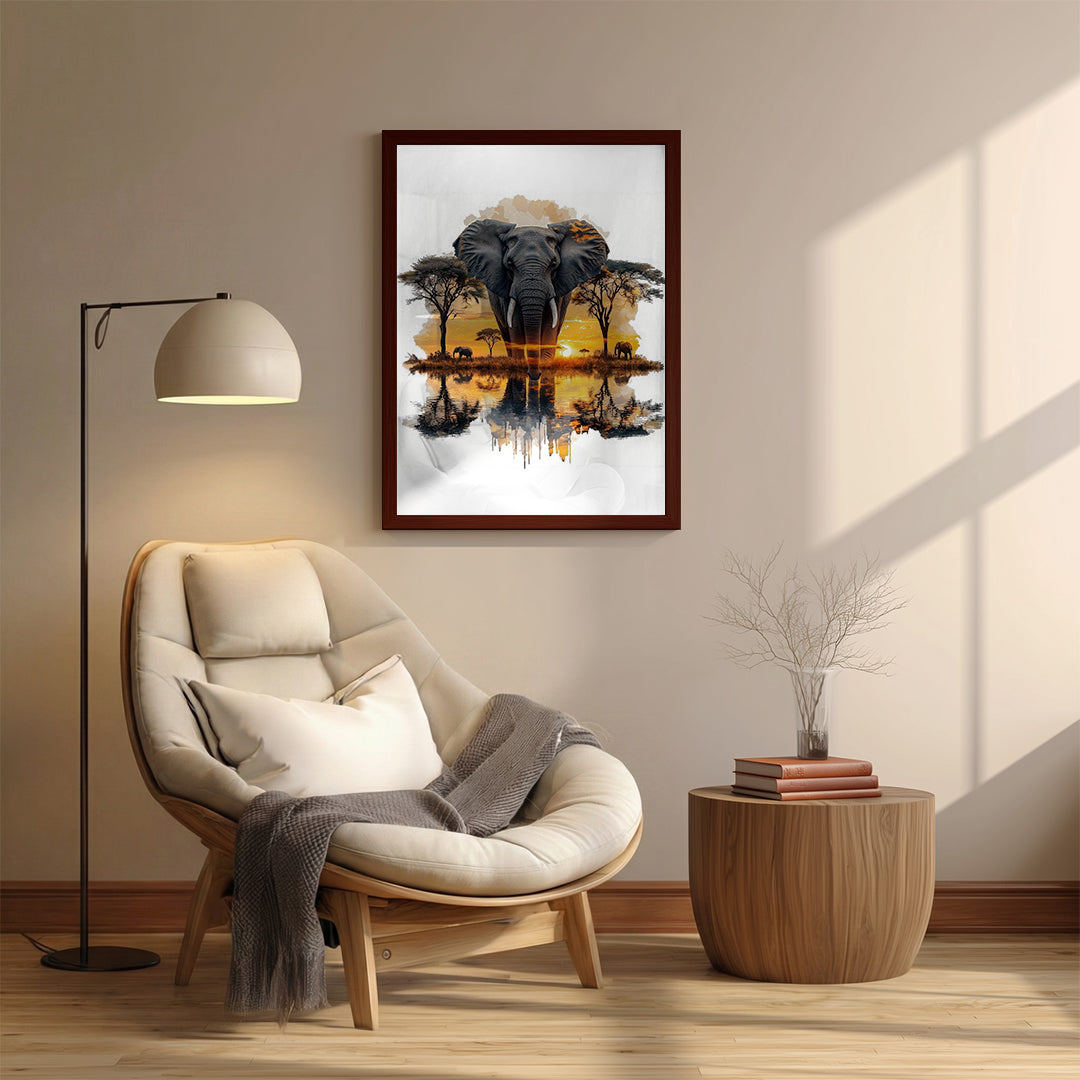 Elephant – African Sunset Artistic Wall Art (AN23)